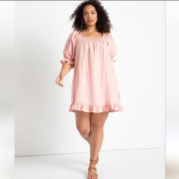 Eloquii Linen Blend Peasant Dress - Picture 7 of 7